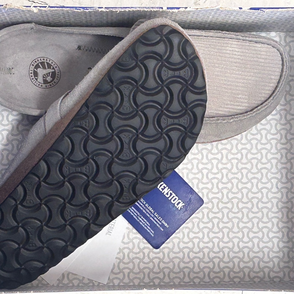 Birkenstock | Buckley Suede Corduroy Clog Womens Size 38 US 7 Gray - Picture 11 of 13